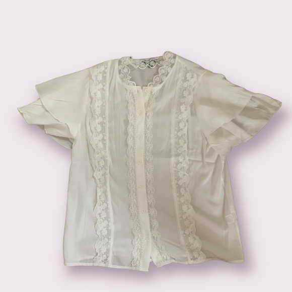 DISCONTINUED Lolita Academia White Laced Blouse - Picture 2 of 3
